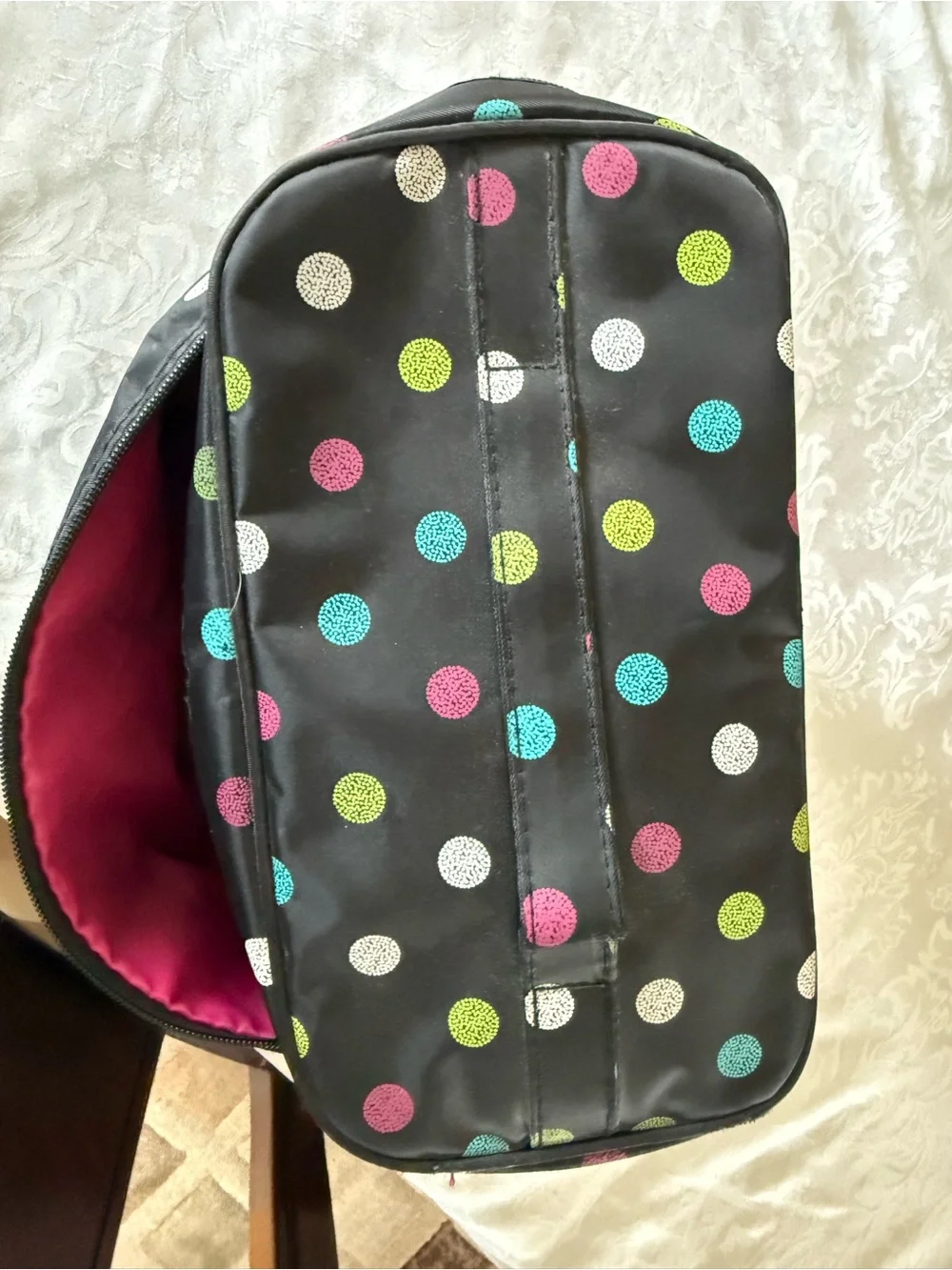 Caboodles Black Polka Dot Travel Cosmetic Case with Multicolor Dots